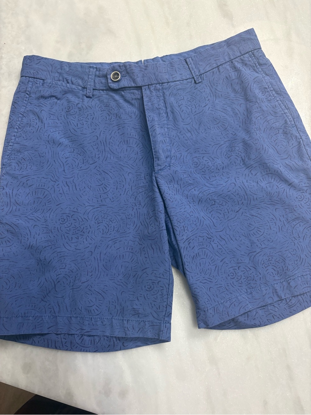 Peter Millar Blue Textured Flat-Front Shorts